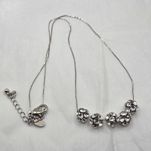 Charming Charlie Silver Tone Floating Crystal Beaded Necklace 18 in. - Picture 4 of 5